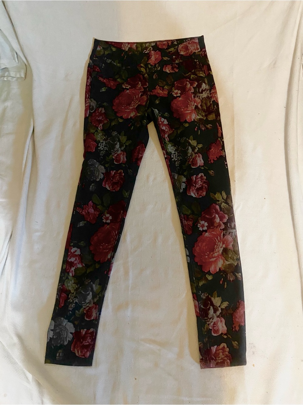 Lola Jeans Anna Dark Floral Rose Print Pull On Leggings Jeggings Size 10